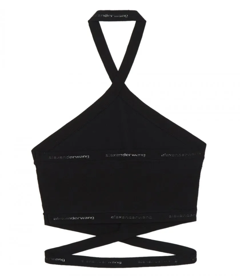 ALEXANDERWANG.TLOGO HALTER TOP IN VISCOSE KNIT