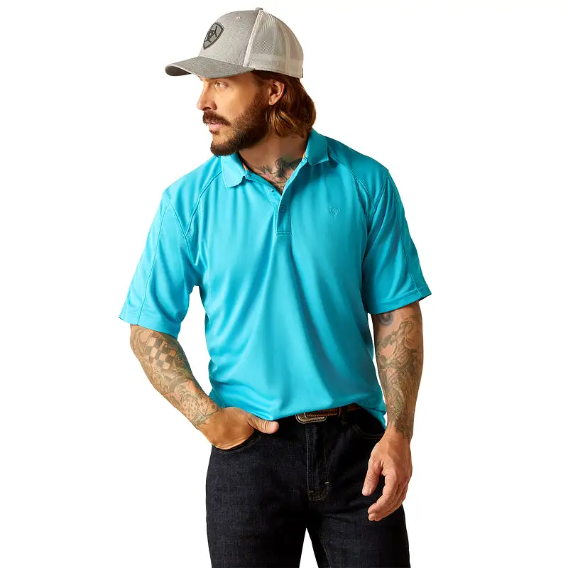 'Ariat' Men's AC Polo - Turquoise Reef