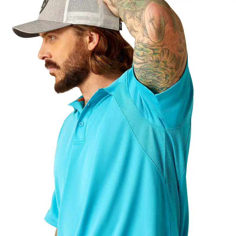 'Ariat' Men's AC Polo - Turquoise Reef