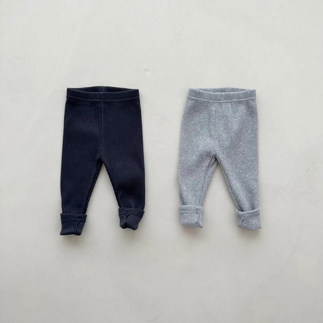 Baby Ribbed Leggings  2 Pack Set  (3-18m) - Gray/Navy