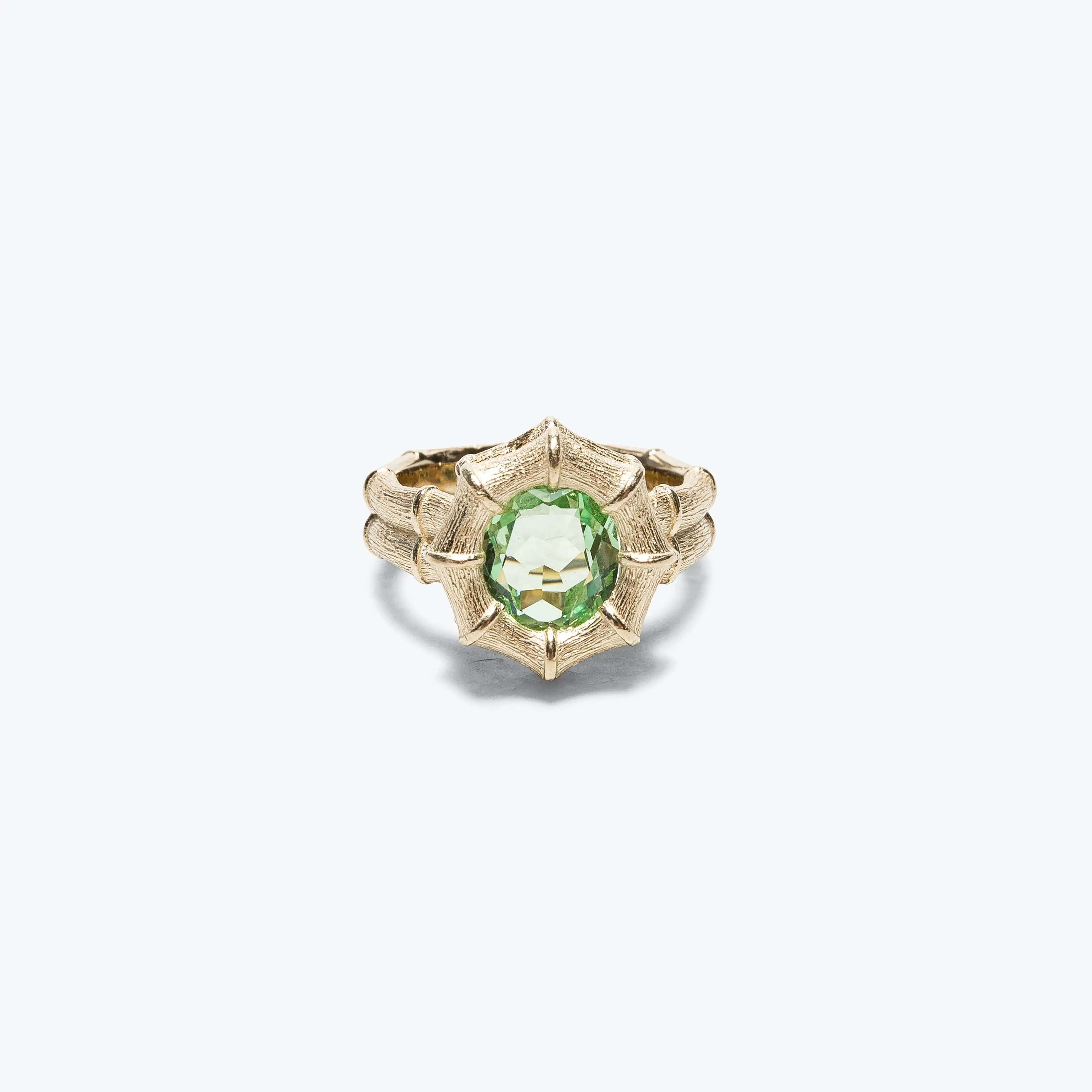 Bamboo Ring - Green/9K Gold