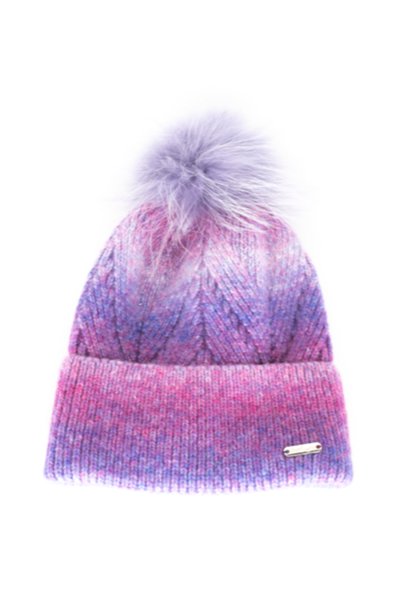 Bari Lynn Ombre Cuff Pom Hat - Purple