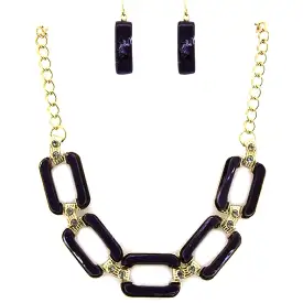 Black Rectangle Link Statment Necklace