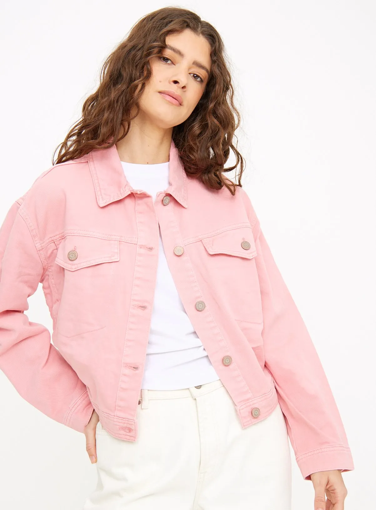 Buy Pink Twill Trucker Denim Jacket 16 | Denim jackets | Tu