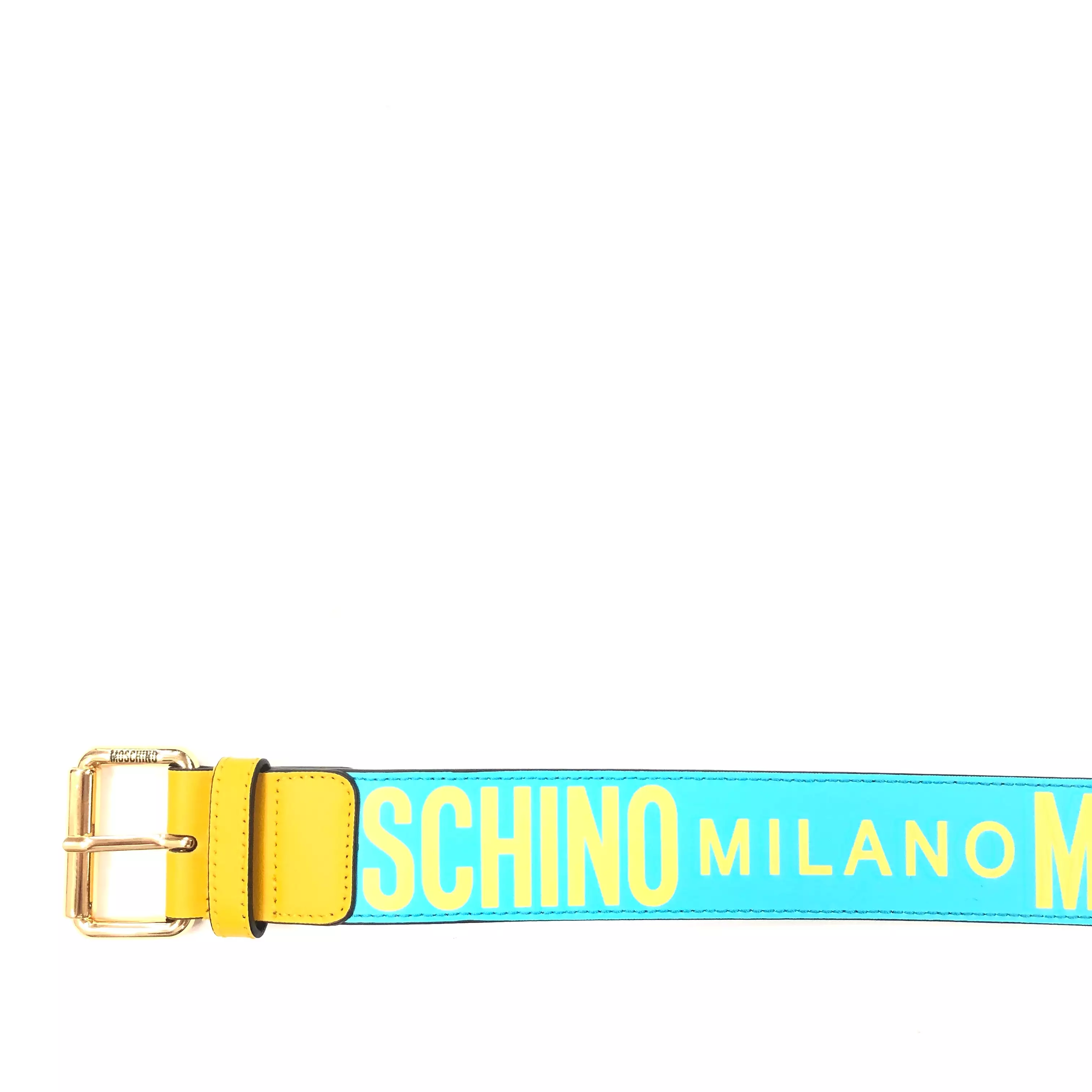 Calfskin Belt With Logo (Turquoise/Yellow)