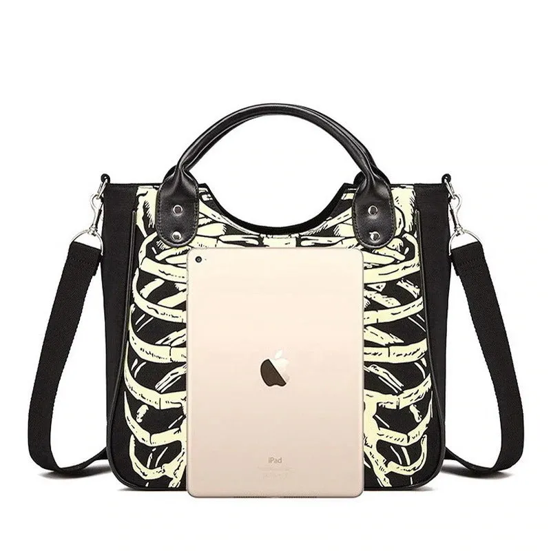 CLEARANCE / Skeleton Bones Print Bags / Rock Designer Female Casual Bags