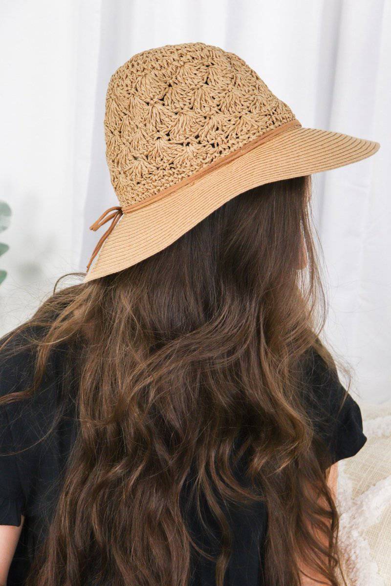 Dark Sand Crochet Straw Hat