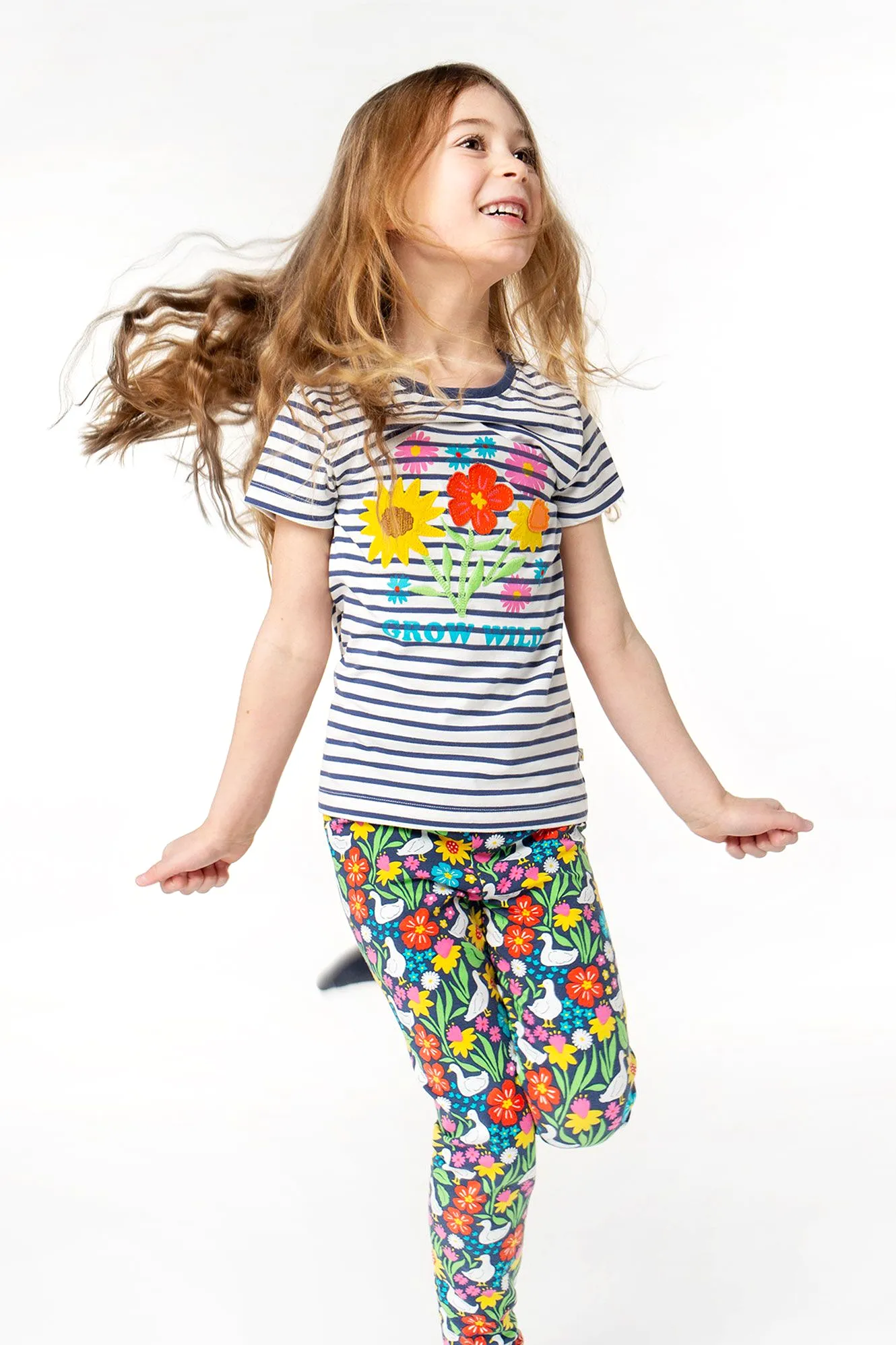 Frugi Springtime Ducks Navy 2-Pack Libby Printed Leggings