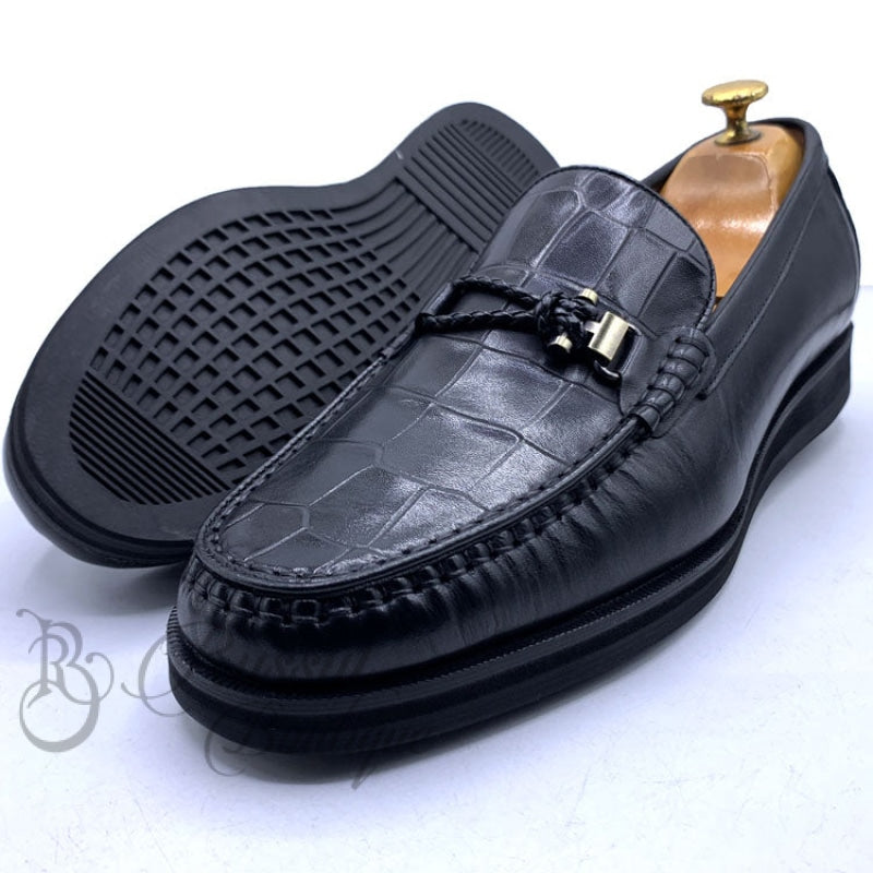 GB cracked leather loafers | Black