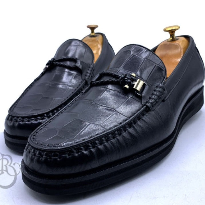 GB cracked leather loafers | Black