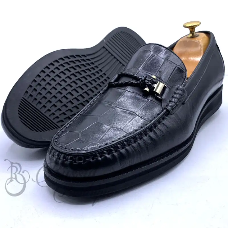 GB cracked leather loafers | Black