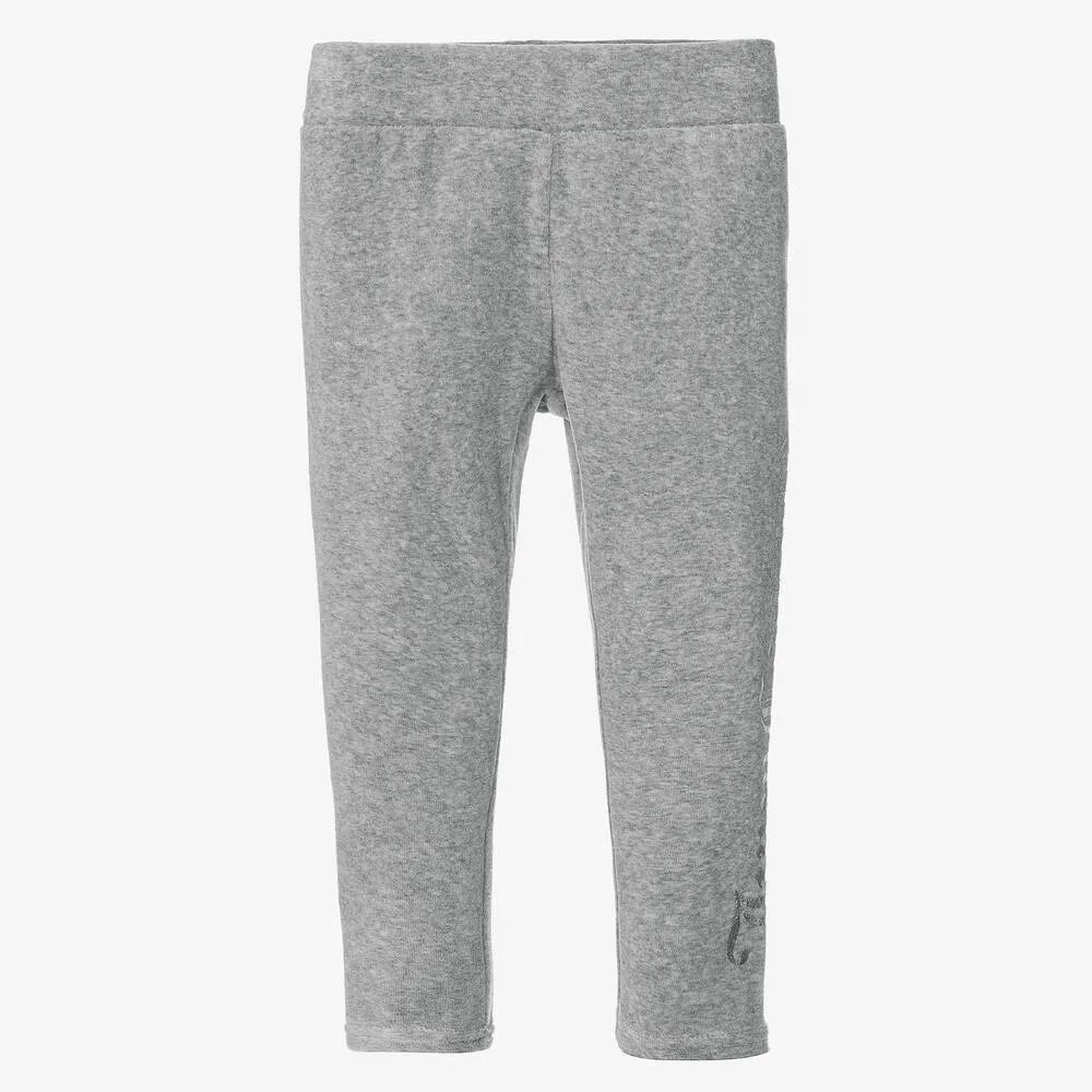 Girls Grey Velour Leggings