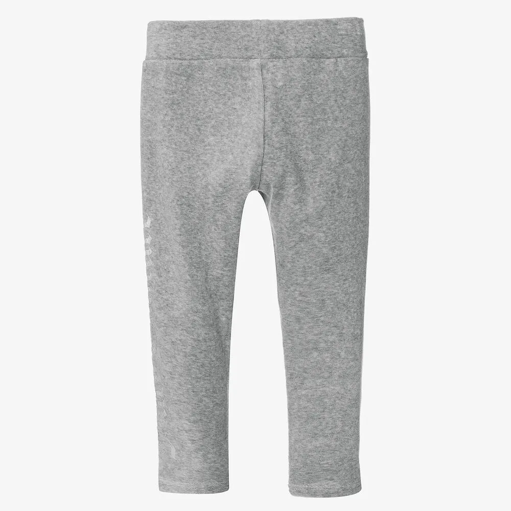 Girls Grey Velour Leggings