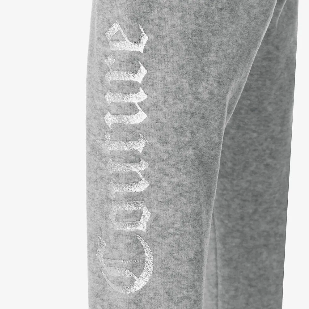 Girls Grey Velour Leggings