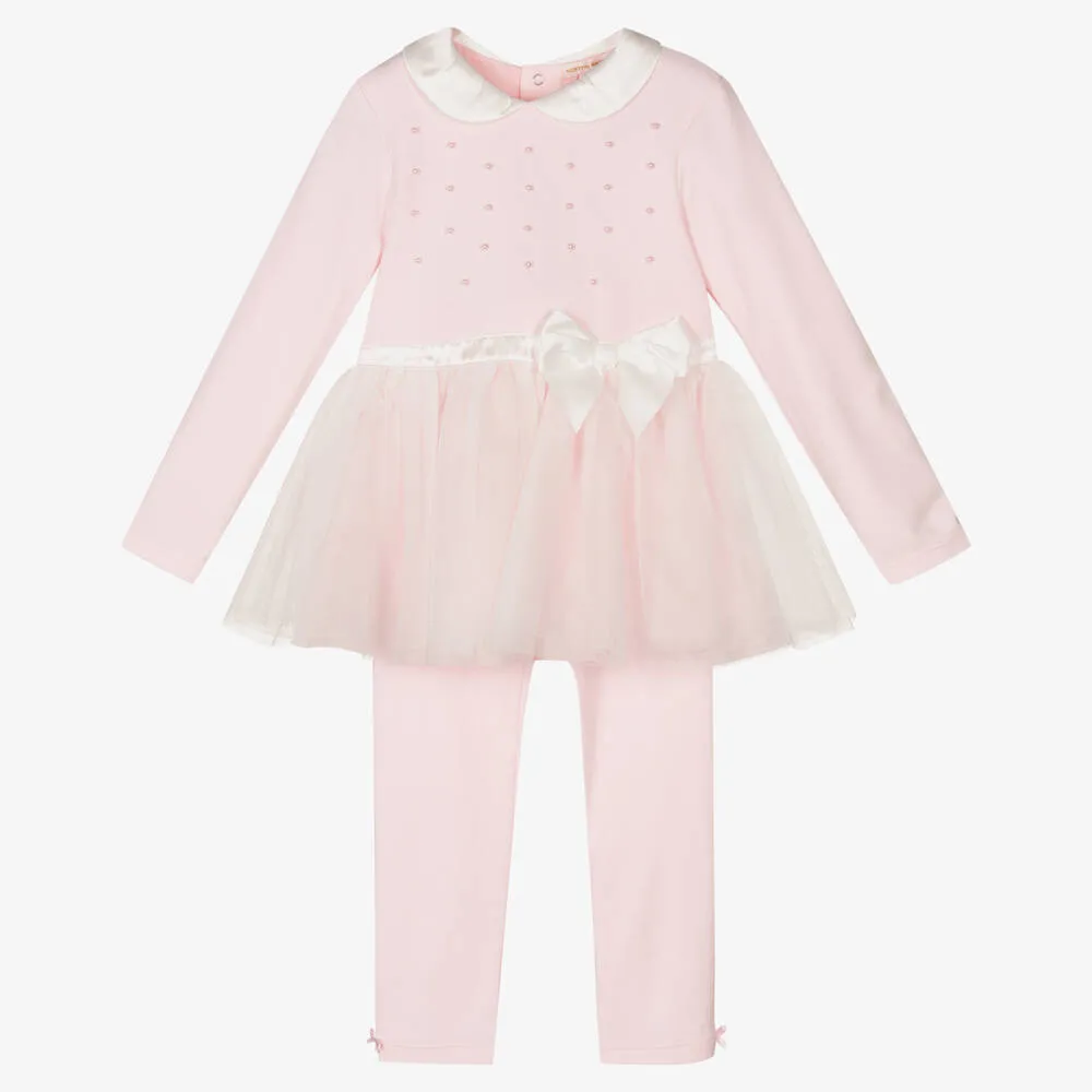 Girls Pink Dress & Leggings Set