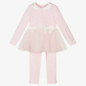 Girls Pink Dress & Leggings Set