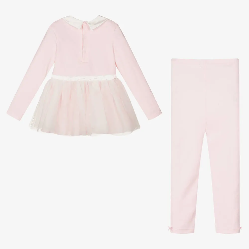 Girls Pink Dress & Leggings Set