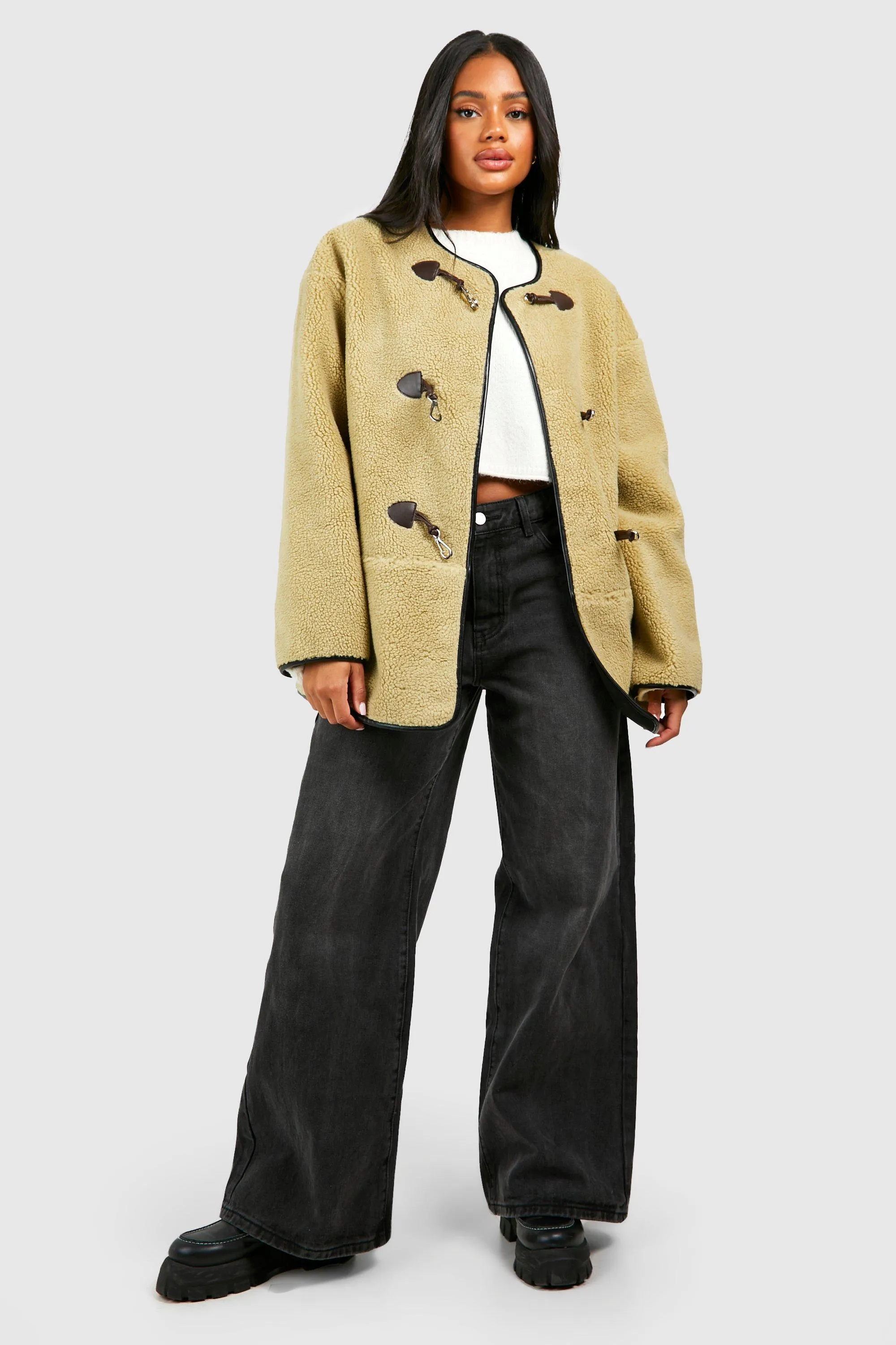 Jackets & Coats | Toggle Button Teddy Jacket | boohoo