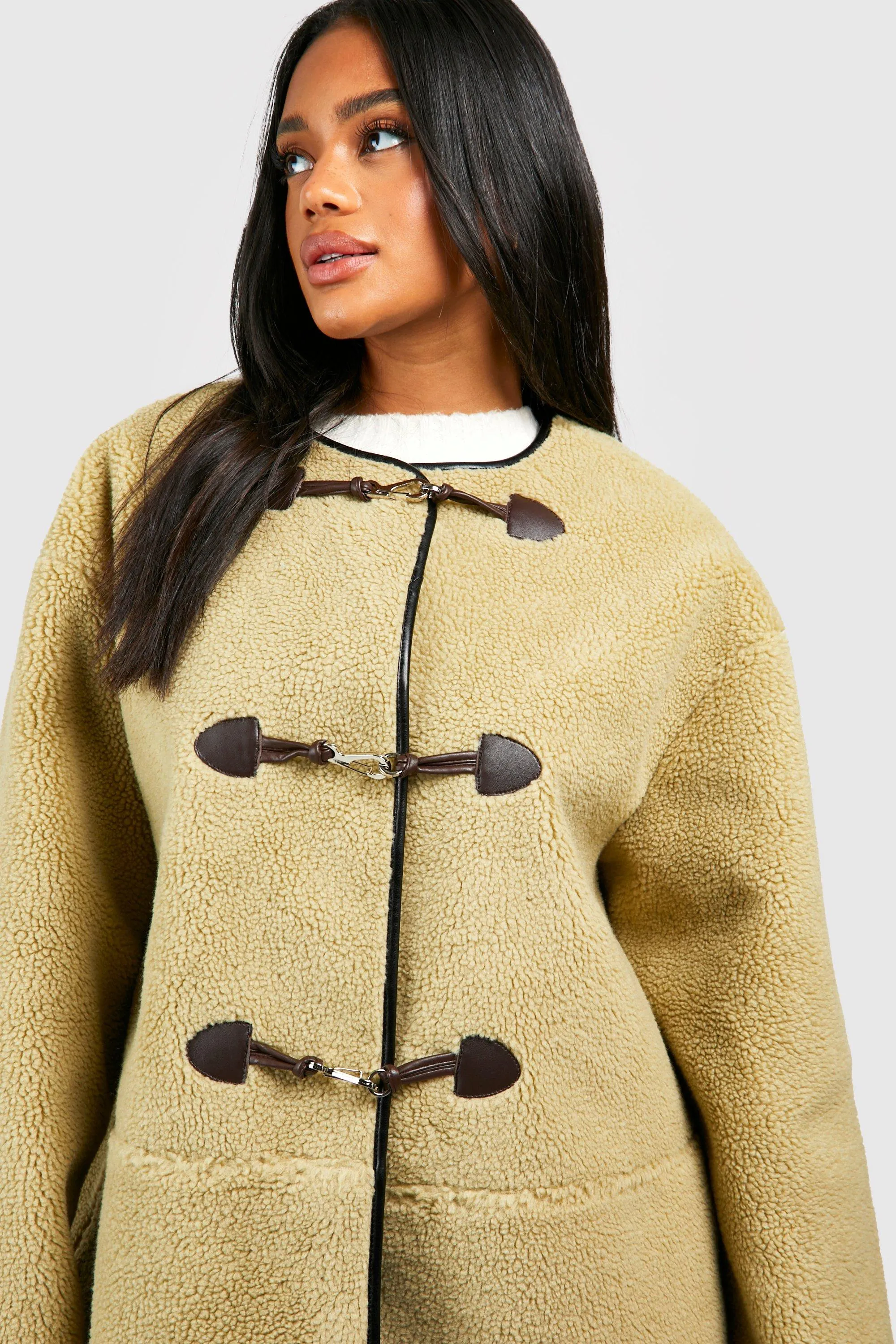 Jackets & Coats | Toggle Button Teddy Jacket | boohoo