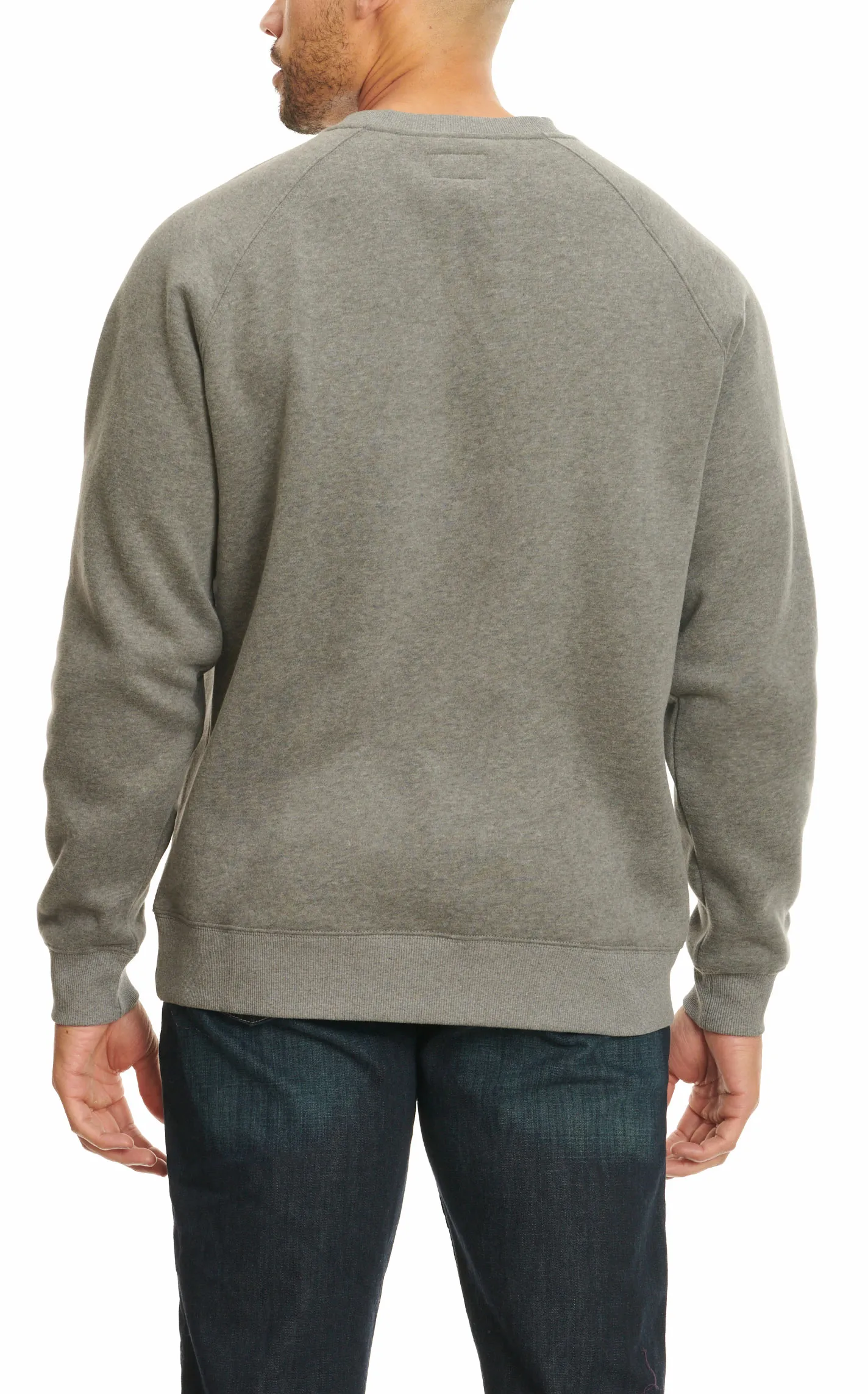 Kimes Ranch Men's Grey Vintage Crew Neck Cream Embroidery Logo Sweatshirt