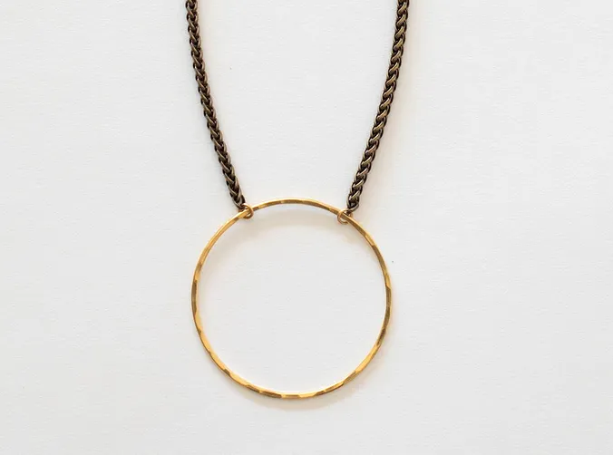 Large Brass Circle Necklace