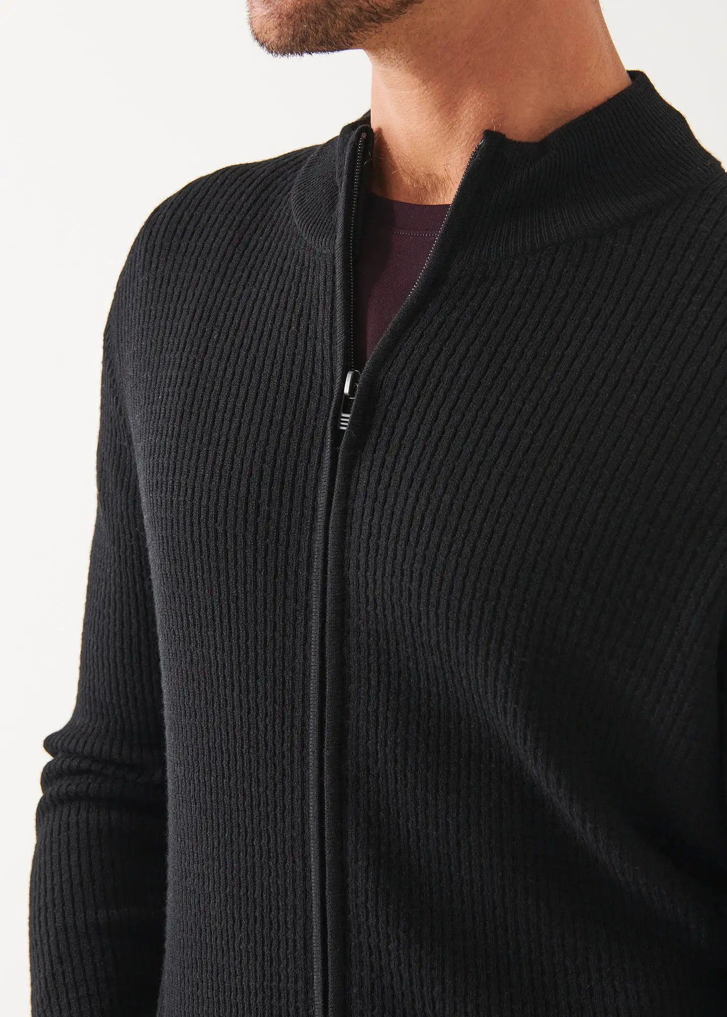 MERINO WAFFLE FULL ZIP CARDIGAN