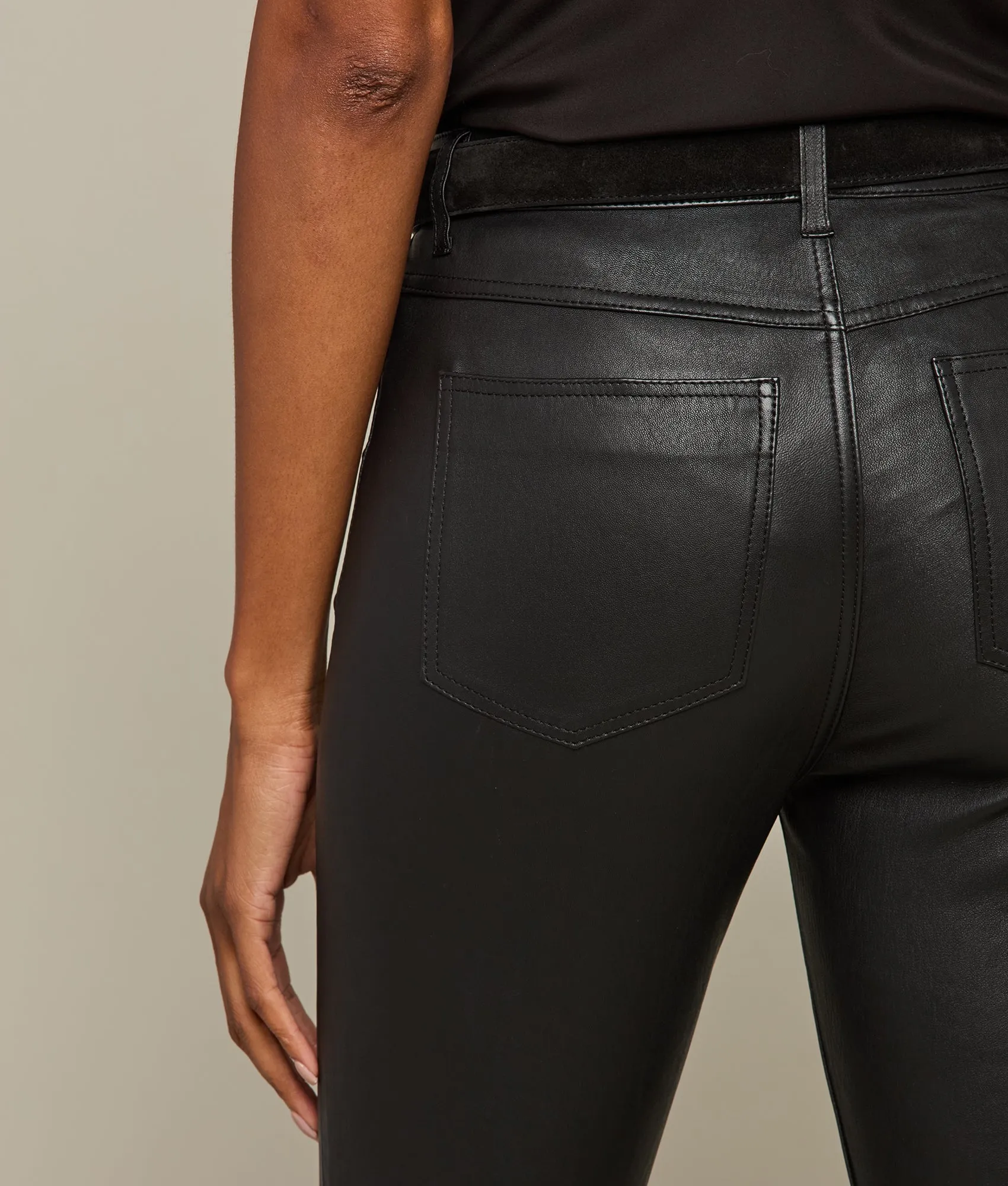 Micro Flare Leather Leggings :: Black