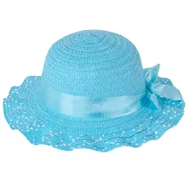 Momo Grow Girls Sarina Blue Speckled Floppy Sun Hat with Ribbon