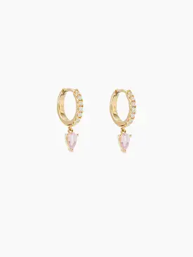 Pink Sapphire Diamond Water Drop Goddess Hoops