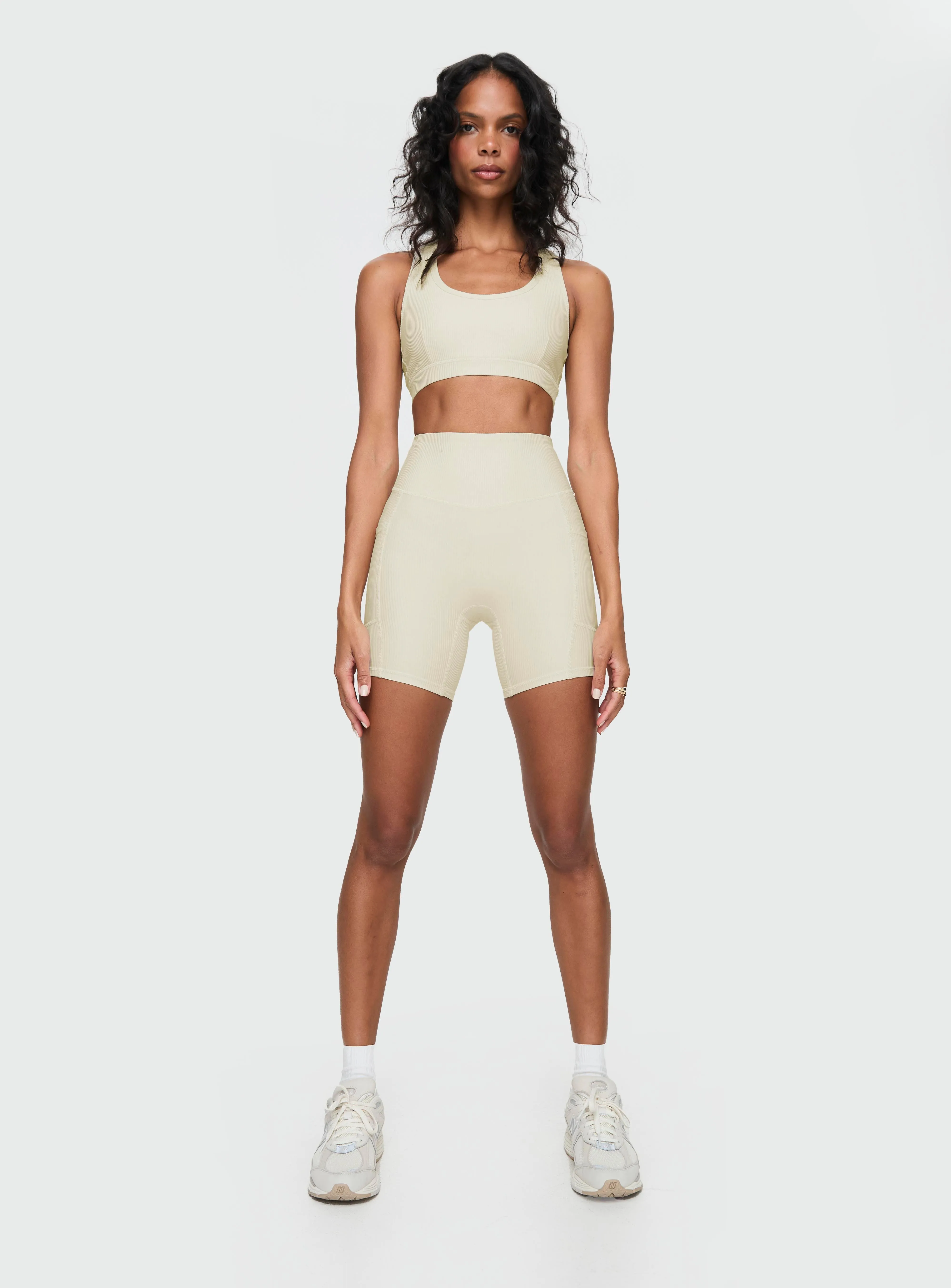 Power Activewear Rib Shorts Latte