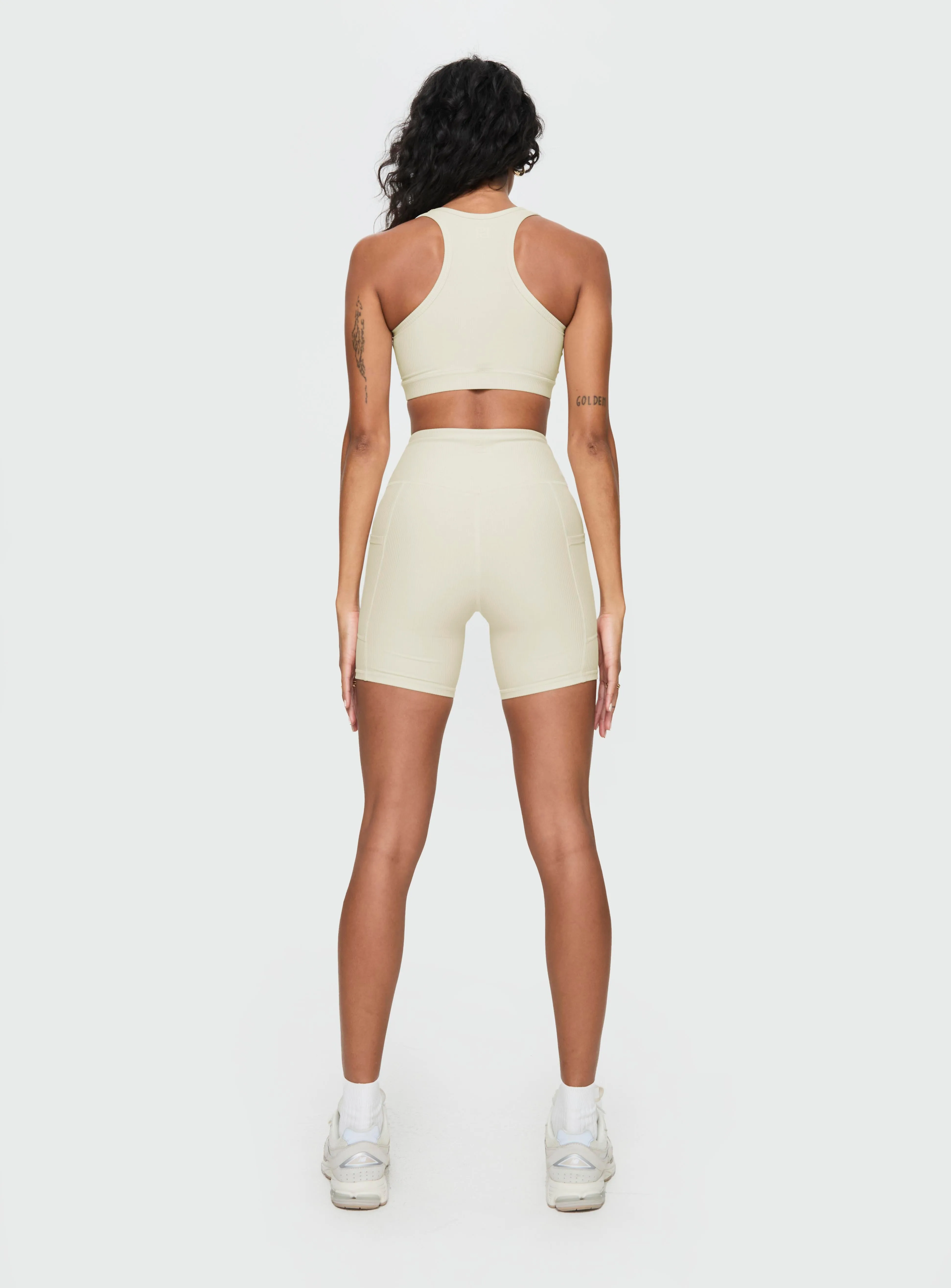 Power Activewear Rib Shorts Latte