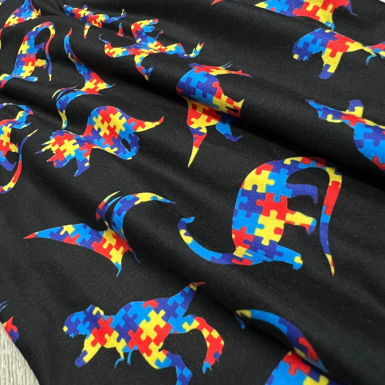 Puzzle Piece Dinosaurs Print Soft Leggings