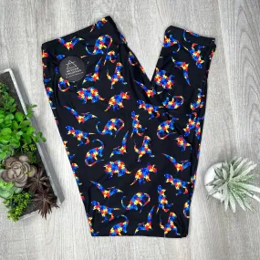 Puzzle Piece Dinosaurs Print Soft Leggings