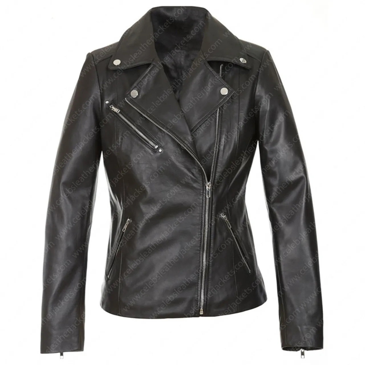 Real Lambskin Motorcycle Leather Jackets For Women