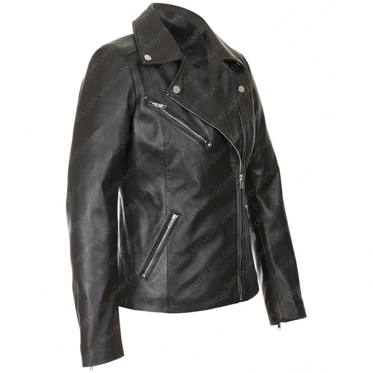 Real Lambskin Motorcycle Leather Jackets For Women