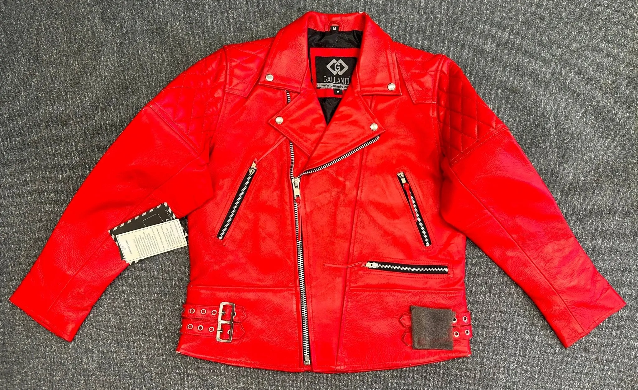 Red Diamond Mens Biker Leather Jackets M