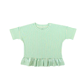 Rib Boxy Tee, Turquoise Stripe