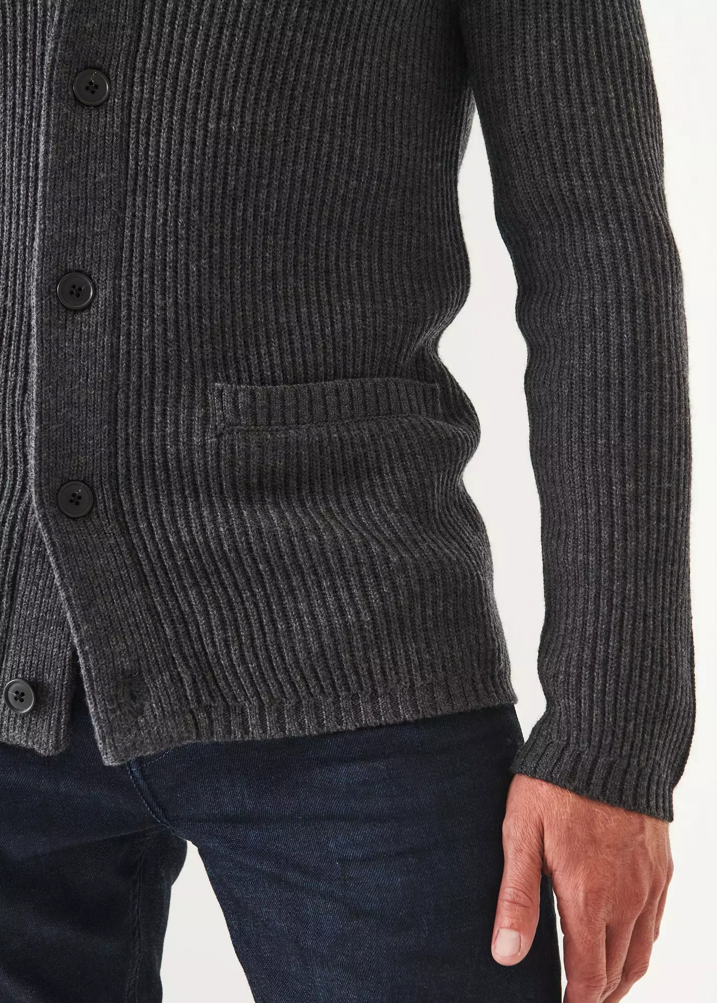 RIBBED SHAWL CARDIGAN