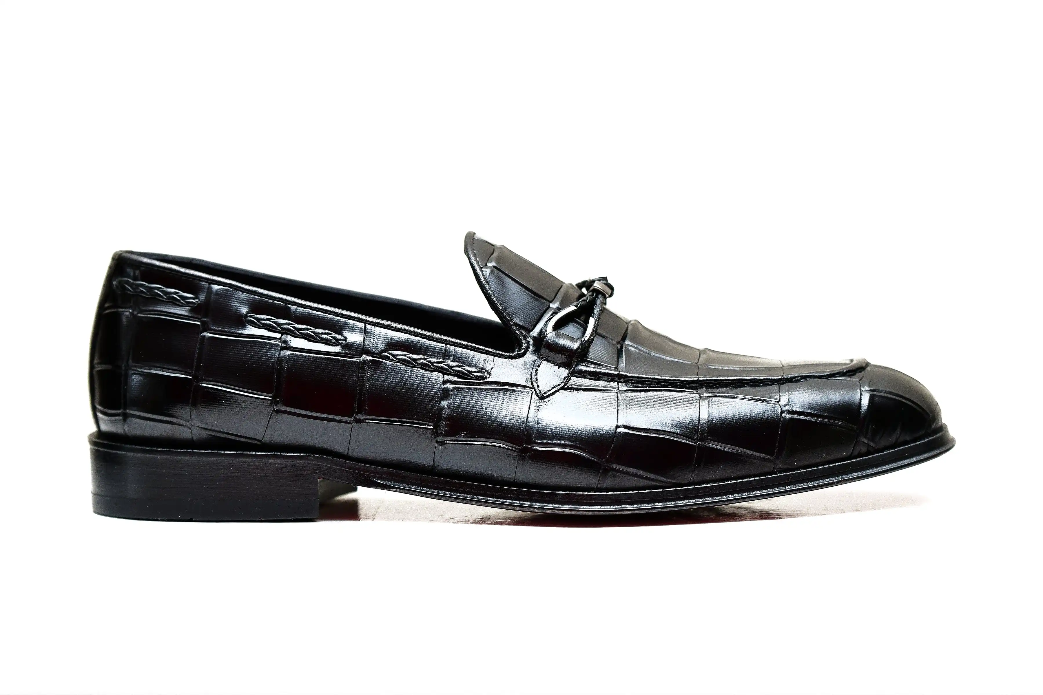 RIO | Black embossed leather loafers