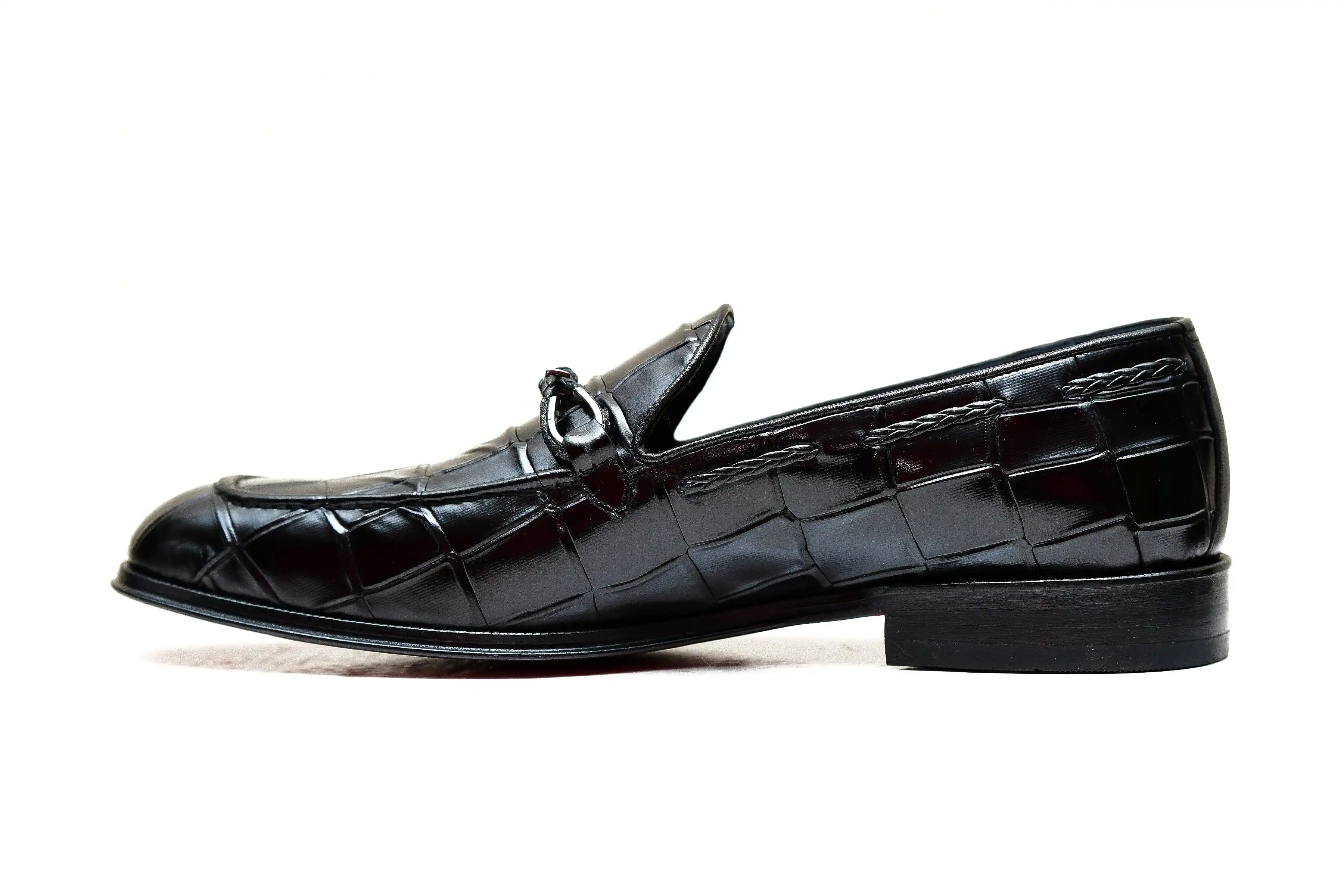 RIO | Black embossed leather loafers