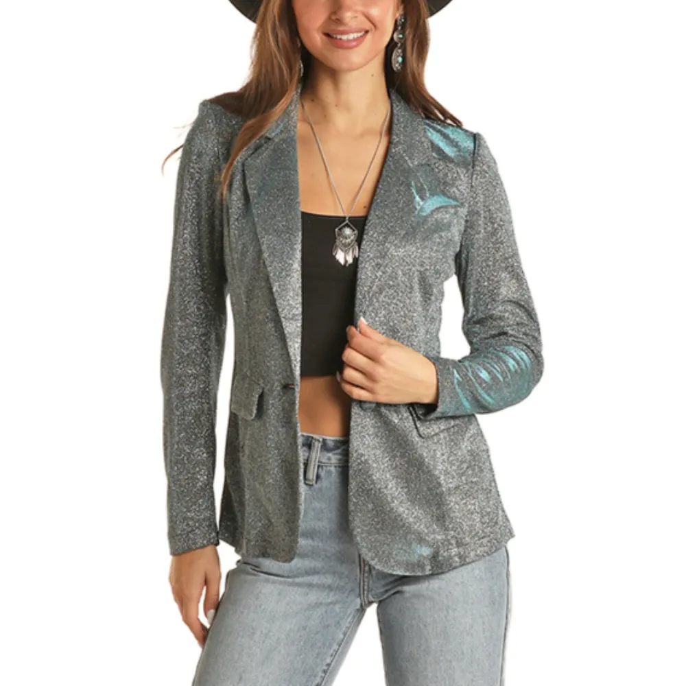 Rock & Roll Womens Shimmering Glittered Blazer | Outerwear