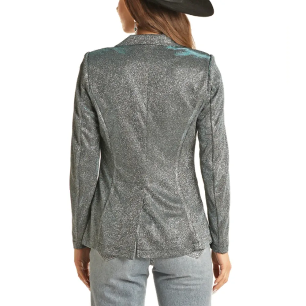 Rock & Roll Womens Shimmering Glittered Blazer | Outerwear