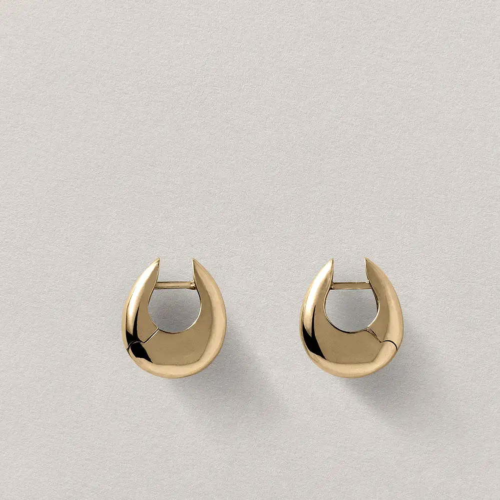 Sloping Hinge Hoops Small, Gold