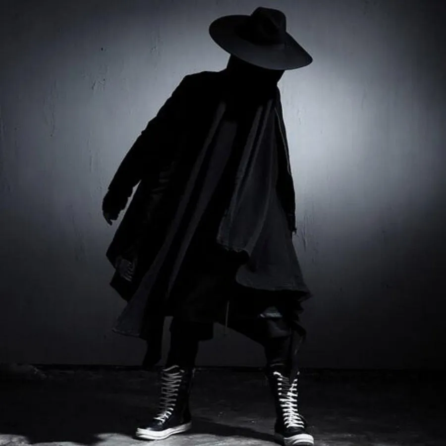 Spring New Avant-garde Boys Men's Punk Gothic Long Cloak Causal Loose Nightclub Cosplay Trench Coats Free Sizes