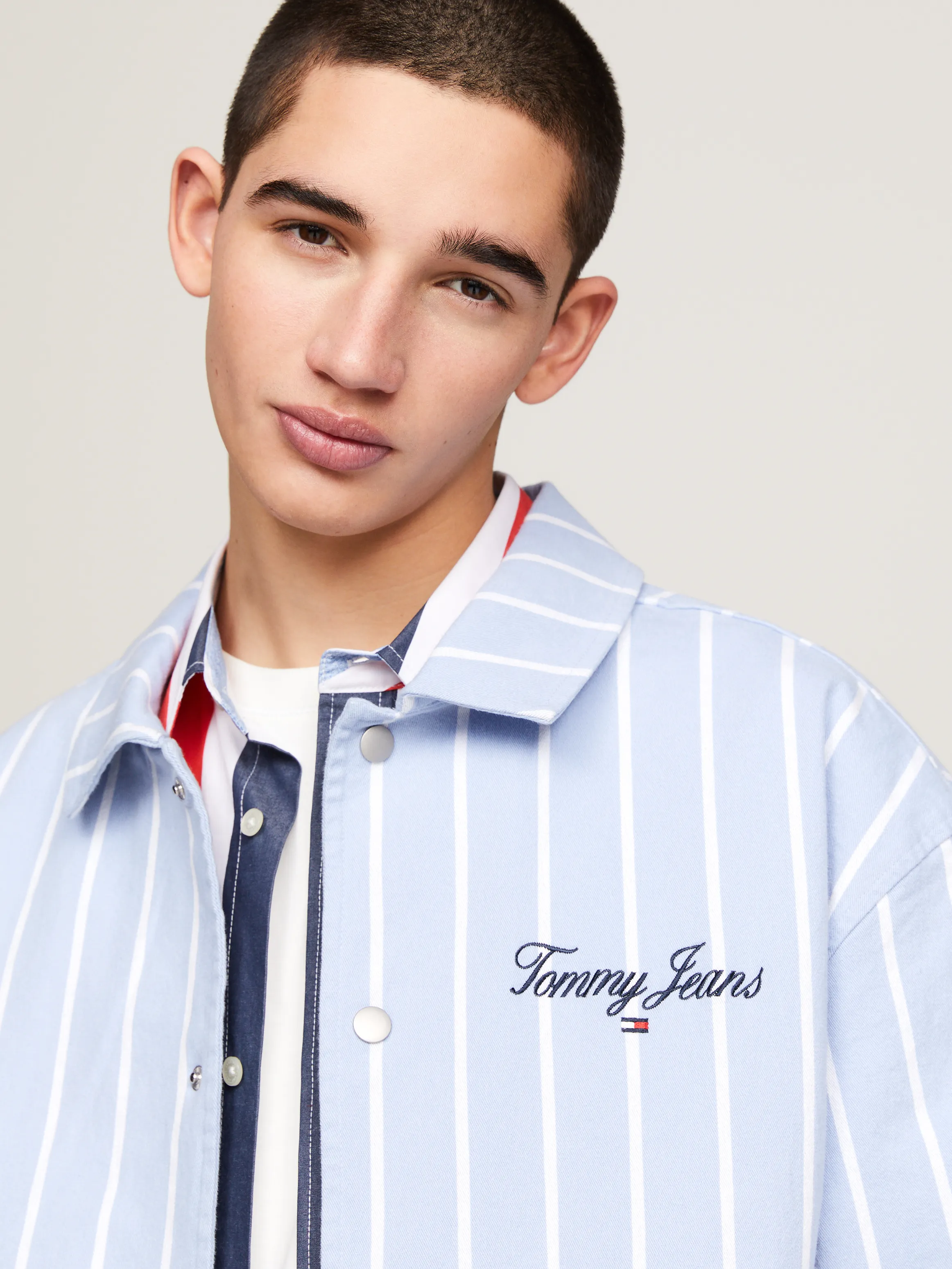 Stripe Relaxed Overshirt Jacket | Coats & Jackets | Tommy Jeans