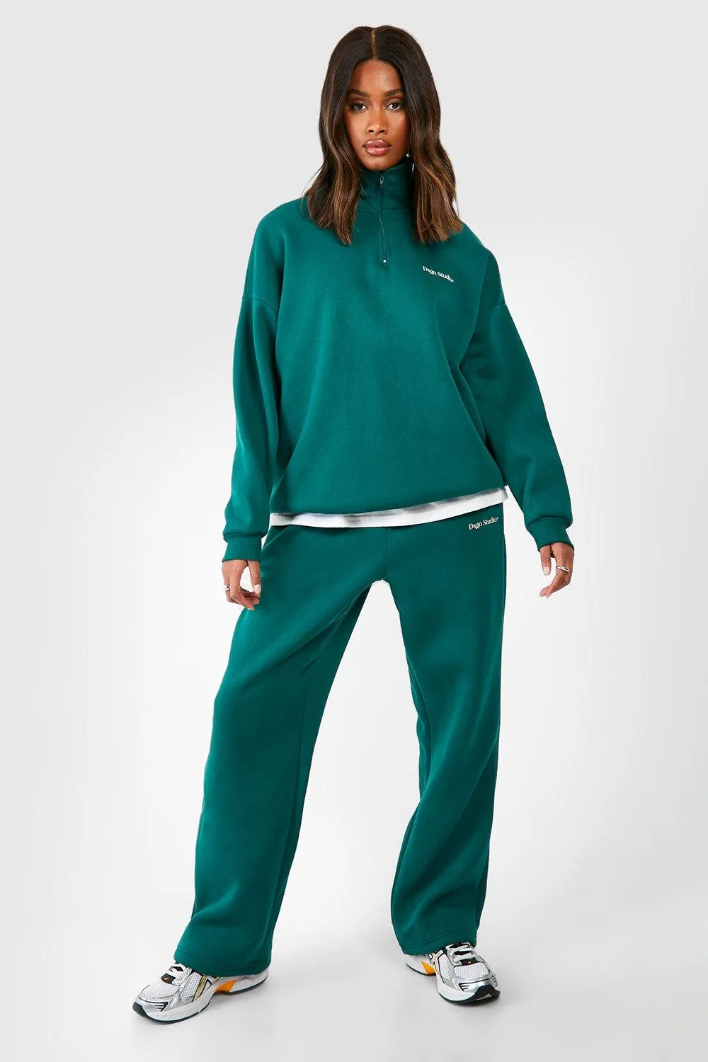 Tracksuits | Dsgn Studio Half Zip Straight Leg Jogger Tracksuit | boohoo