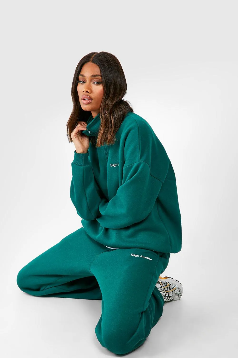 Tracksuits | Dsgn Studio Half Zip Straight Leg Jogger Tracksuit | boohoo