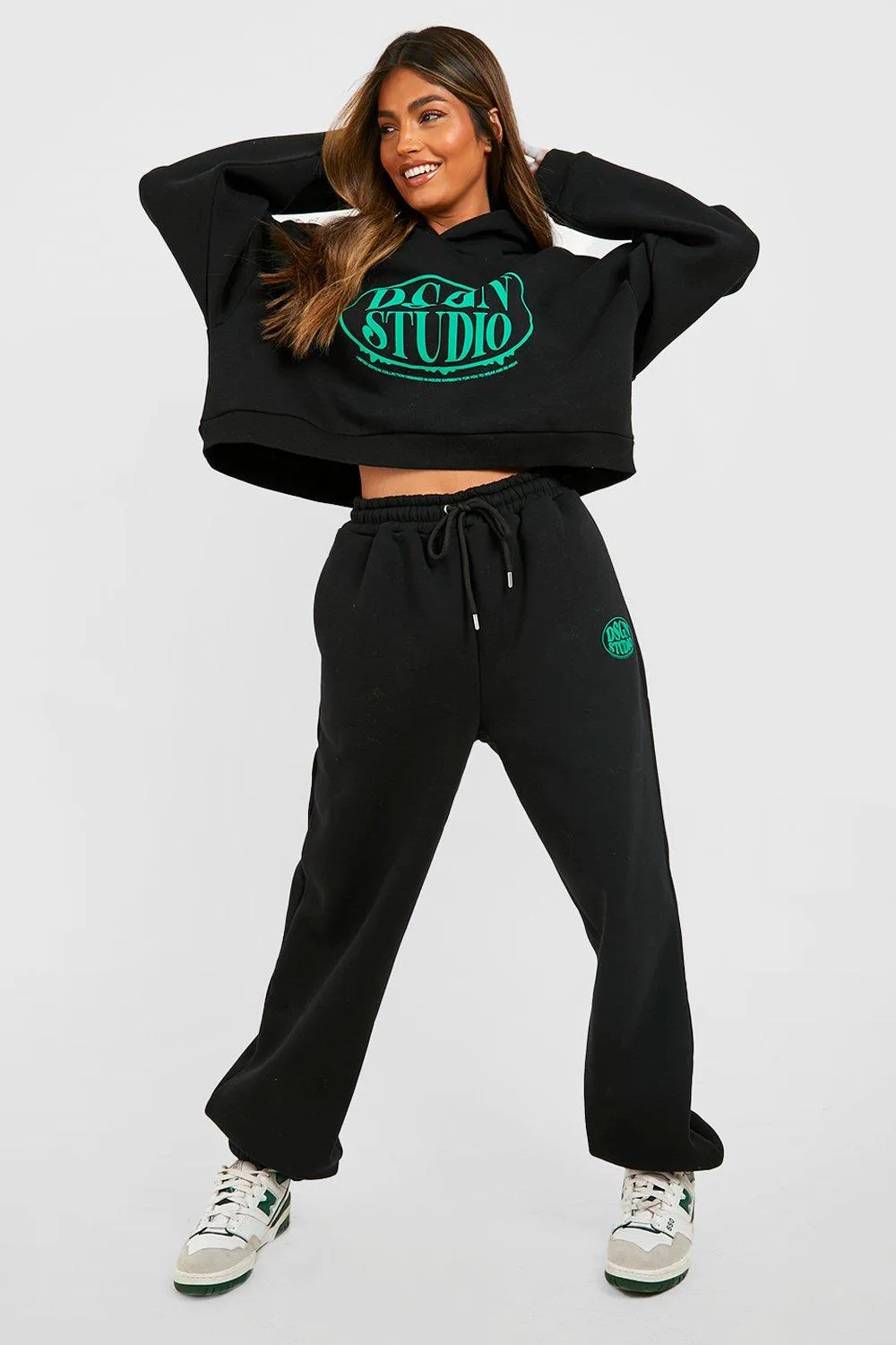 Tracksuits | Dsgn Studio Slogan Woven Label Hooded Tracksuit | boohoo