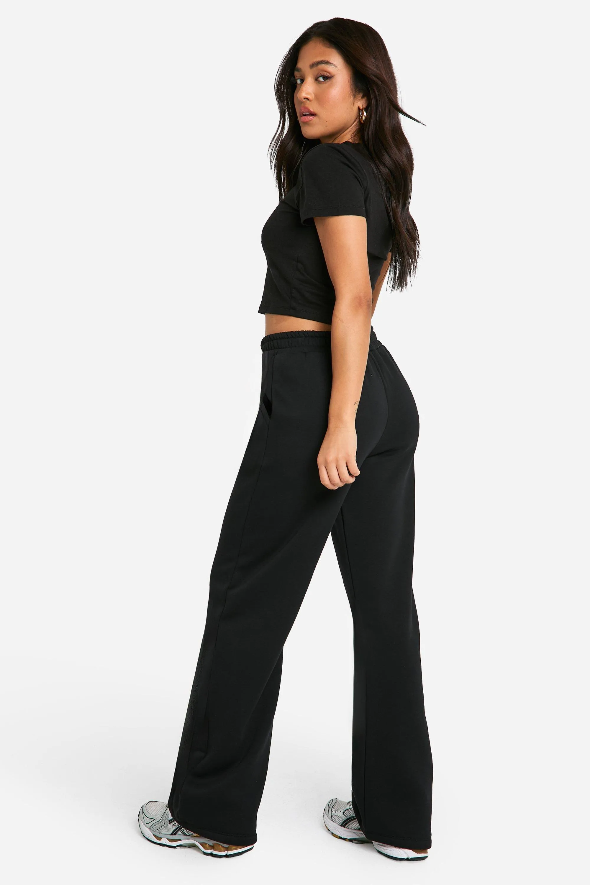 Tracksuits | Petite Baby Tee Straight Leg Jogger Tracksuit | boohoo