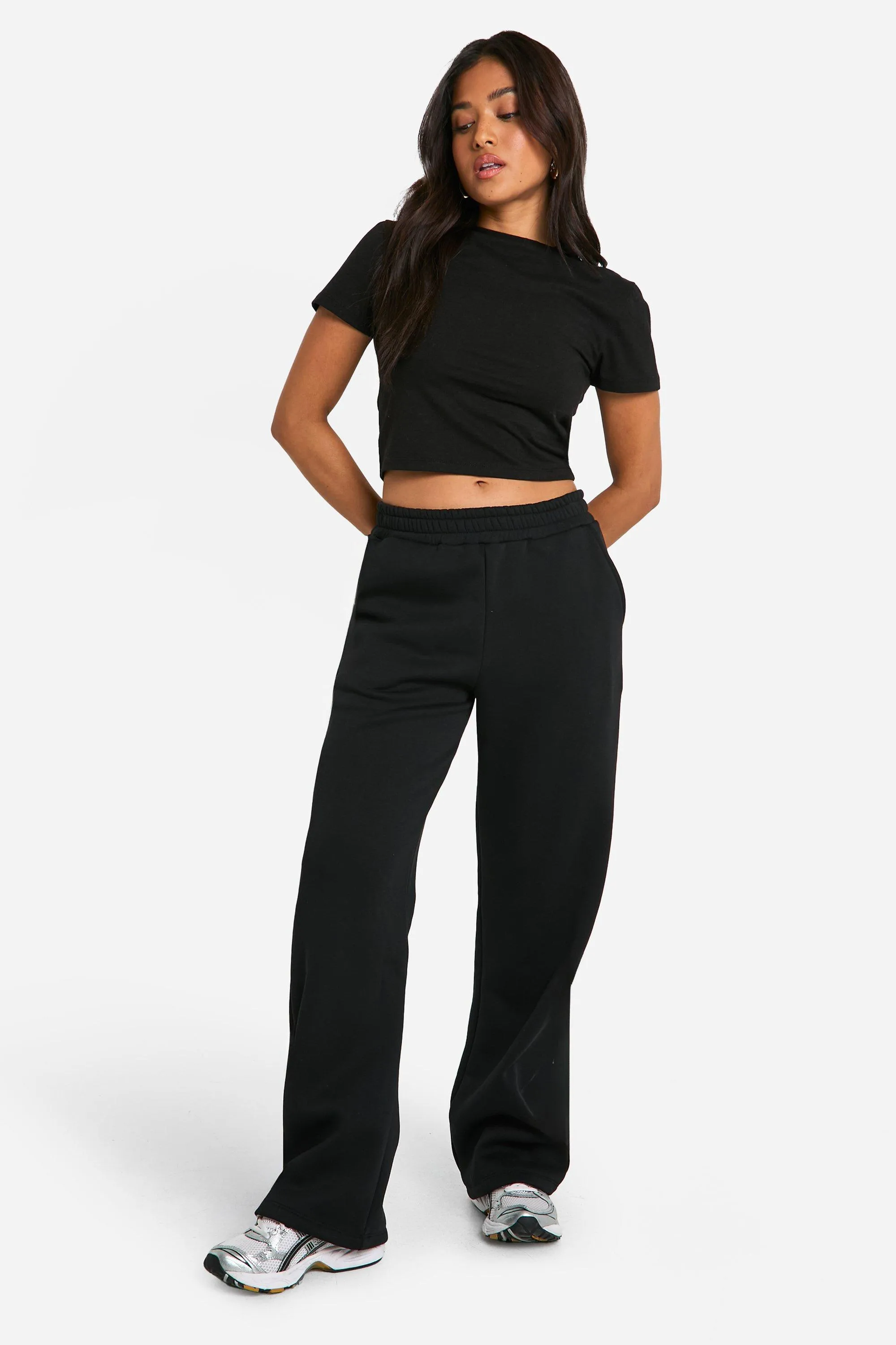 Tracksuits | Petite Baby Tee Straight Leg Jogger Tracksuit | boohoo